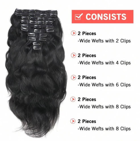 10pc Luxury Human Hair Clip in Extension